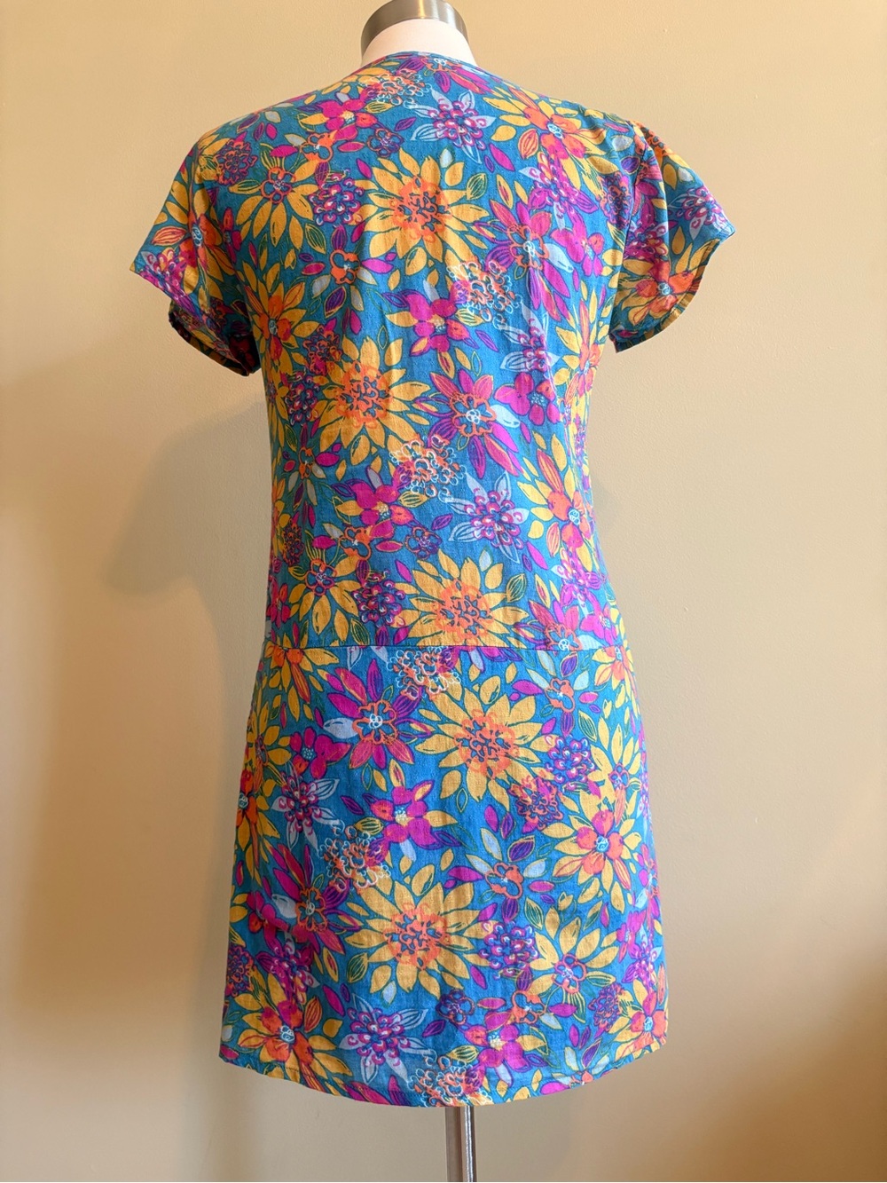 Bright Floral Yak N Yeti Shift Dress with Pockets!